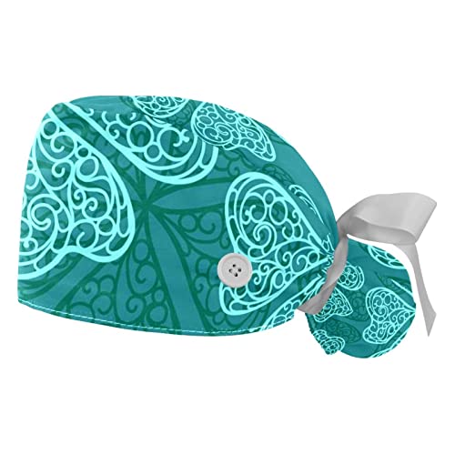 Chapeau de travail trèfle Saint-Patrick JDEZ lot de 2 casquettes bouffantes unisexes