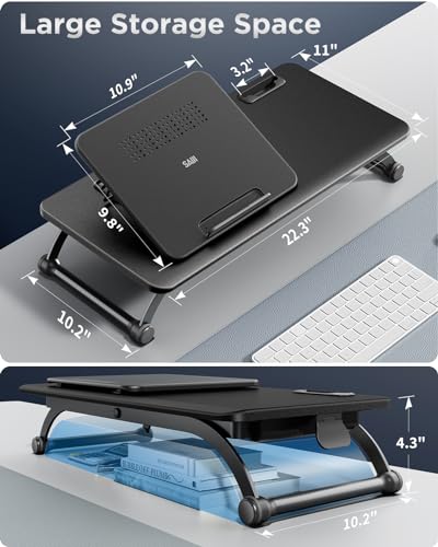 Image of SAIJI Small Laptop Standing Converter, 23 inch Height Adjustable Desk Riser for Tabletop, Sit-Stand Workstation, Table Extender for Desk