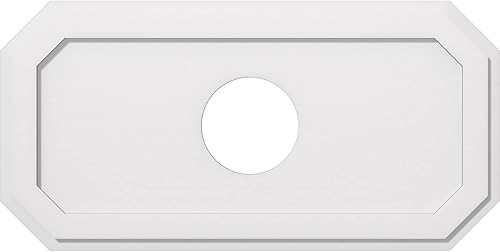 Miniatura 197 de Ekena Millwork CMP36X18ED-03000 Medallones de techo de uretano contemporáneo de PVC de grado arquitectónico Emerald 36"W x 18"H x 3"ID x 12 1/2"C x