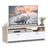【Estilo chic y uso versátil】Con el aspecto chic y el diseño moderno, este mueble para TV combina perfectamente con el estilo decorativo y añade un toque refinado en casa. Además, será un maravilloso complemento de decoración a colocar en salón o dormitorio.