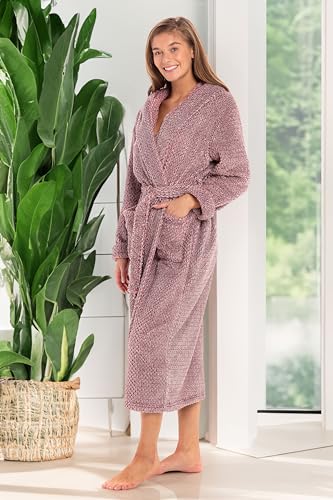 Image of Alexander Del Rossa Womens Fluffy, Fuzzy Robe for Women,Women's Long Hooded Robes, Plus Size