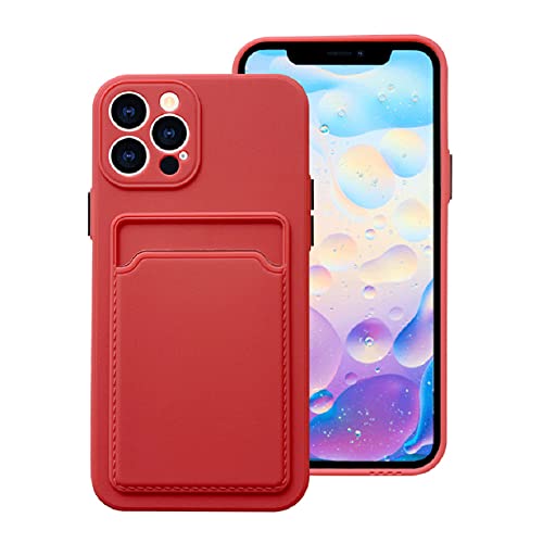 Coque TPU souple iPhone 7 Plus rouge aubépine avec portefeuille intégré