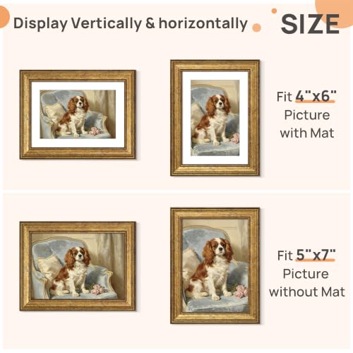 Image of upsimples 5x7 Picture Frame, Vintage Frames Decor, 1Pack Bronze | Fit 4x6 and 5 x 7 Photo, Wall or Tabletop Display, Antique-style Decoration, Rustic Farmhouse Decor, For Weddings