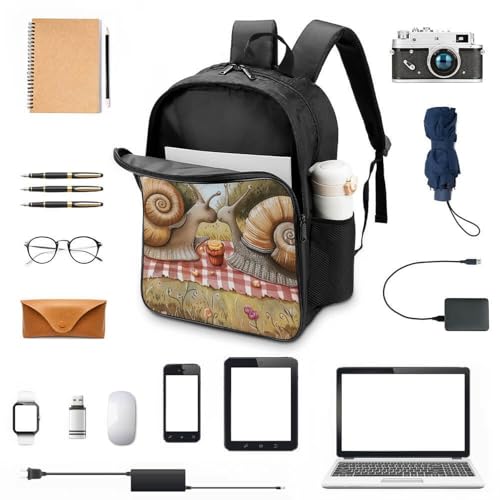 Sac à dos imprimé 3D escargot avec grand compartiment de rangement 40x28x16cm