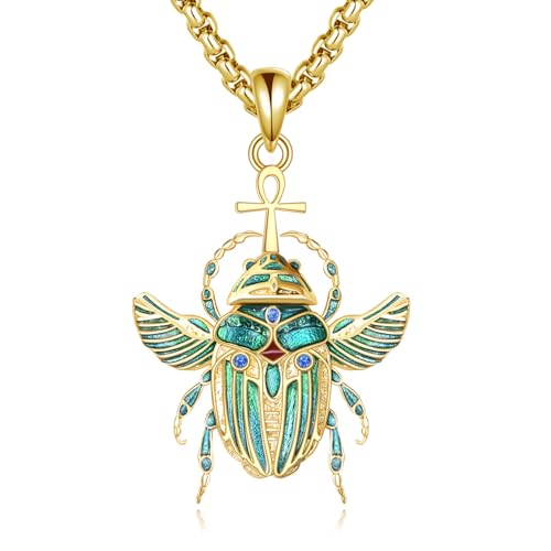 Scarab Jewelry S925 Sterling Silver Scarab Beetle Egyptian Jewelry Gifts for Women Men