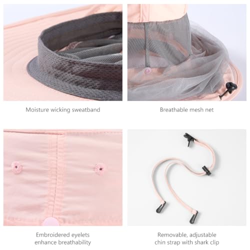Image of BASSDASH UPF 50+ Mosquito Sun Hat with Hidden Head Net and Neck Flap for Men Women Outdoor Fishing Hiking Camping