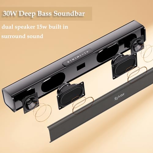 SYLVOX Soundbar for TV Compatible with Bluetooth, 2.0 Channel Sound Subwoofer, EQ Control, HDMI ARC, USB, Optical, AUX, DC 12V, With Remote Control, Wall Moun & Table - Image 4