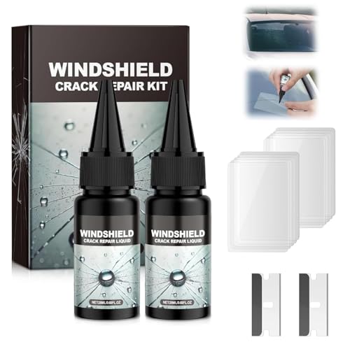 2 Stück Auto Windschutzscheibe Riss Reparatur Flüssigkeit,Autoglas Reparatur Set,Windschutzscheibe Steinschlag Reparaturset,Zur Reparatur von Windschutzscheiben, Sternform und Risse in Halbmondform