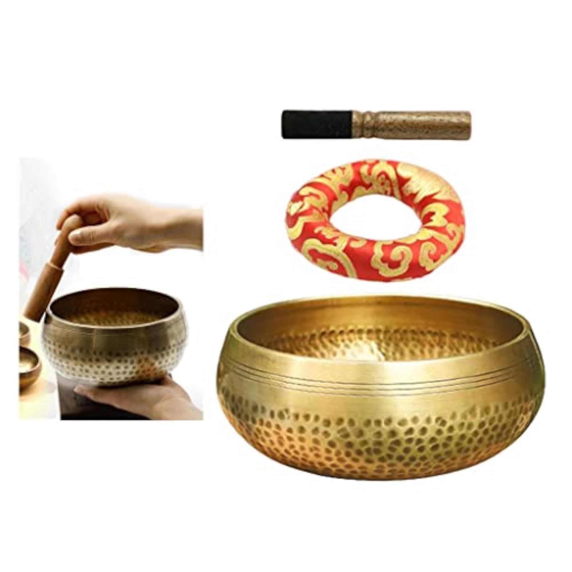 Copper Singing Bowl Set for Buddhist Meditation, Dia 11cm