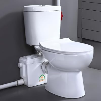 800W High Power Macerating Toilet with Macerator Pump Kit for Basement, 4 Water Inlets Sewage Pump, Dual-Flush Water Tank, Compact Toilet Bowl, Seat Cover, 36ft Vertical Upflush