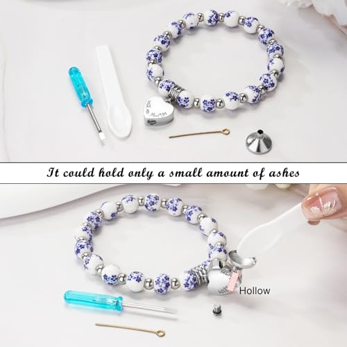XIUDA Heart Cremation Jewelry Urn Bracelet for Human Ashes Stainless Steel Cremation Bracelet Memorial Keepsake Urn Jewelry for Women4