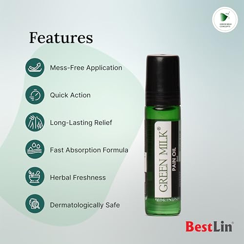 Image of Green Milk Pain Oil | Ayurvedic Pain Relief Oil | Natural Herbal Massage for Arthritis, Back Pain, Knee Pain, Muscle Pain & Joint Stiffness - 8ml Pack of 6