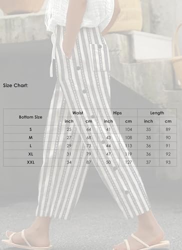 Womens Lounge Wide Leg Pants Casual Summer Loose Striped Drawstring Beach Travel Vacation Palazzo Harem Pants with Pockets 5