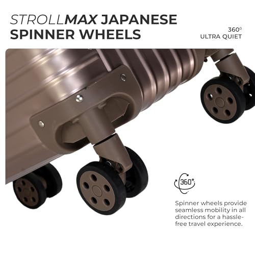 Image of Verage Luxe Aviator 100% Aluminum Hardside Spinner Luggage with Multi-Directional Wheels and Telescoping Handle (Titanium Gold)