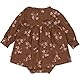 Müsli by Green Cotton Baby - Mädchen Flora L/S Dress Body Base Layer, Bark/Cabernet/Nightingale, 56 EU