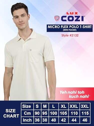 Image of Lux Cozi Men's Cotton Blend Polo T-Shirt with Chest Pocket | Collar T-Shirts for Men | Half Sleeves | Plain - Regular Fit (Pack of 2)