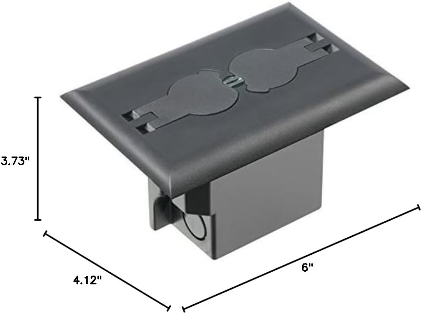Arlington Industries FLBRF101BL-1 Retrofit Electrical Floor Box with Flip Lids for Existing Floors, Black, Plastic