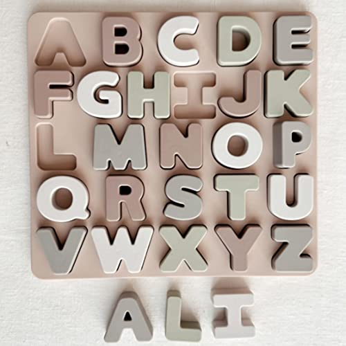 Image of Ali+Oli Baby Soft Silicone Alphabet Puzzle Toys for Toddlers (27 Piece Set) - Montessori Learning Puzzle - Silicone Letter Shape Sorter Toy
