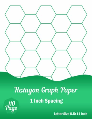 Hexagonal Graph Paper: Chemistry Notebook, 1 Inch Hex, Green Graph Lines, Hex Grid Pattern, Letter size 8.5×11 Inch