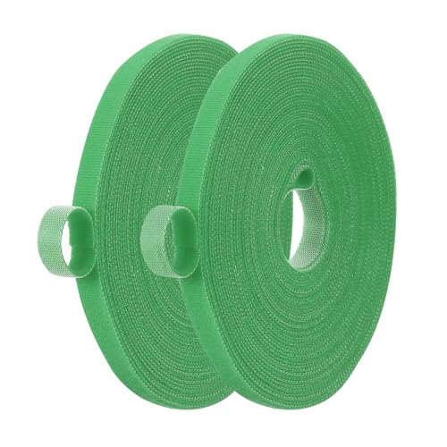 Image of PATIKIL 0.4IN x 33FT Hook and Loop Tape, 2 Pcs Double-Sided Nylon Strips Reusable Cable Ties Roll Multi-Purpose Cord Management Tape Wrap Fastener for Home Office, Green
