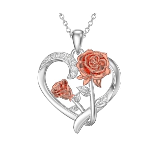 ZBA Natural Diamond Express Love Gifts for Women, Flower Necklaces 18k Gold Plated S925 Sterling Silver Fine Jewelry 20inches (F-G,I1-I2)