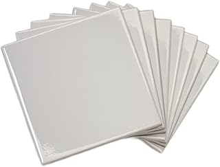 Tenedos 6x6 Glossy Light Gray Ceramic Wall Tile – Box of 8 Pieces for Ba...