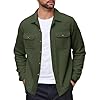 COOFANDY Men's Polar Fleece Shacket Long Sleeve Casual Button Down Shirt Jacket with Pockets, Dark Green, X-Large