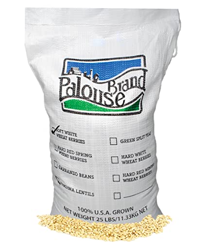 Soft White Wheat Berries | Family Farmed in Washington State | 100% Desiccant Free | 25 lbs Bulk | Sproutable | Non-GMO Project Verified | Kosher | Poly Bag
