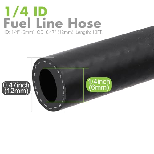 Image of Jeemiter 1 /4 inch 3 /8 inch ID Fuel Hose Combo - 10FT of Each Size SAE 30R7 - for Lawn Mower, Generator, Automotive, Marine Coolant & Fuel Lines