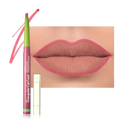 Image of evpct Dusty Rose Triangle Lip Liner Pencil Stick for Women, Retractable Lips Liner Pen Triangle Tip for Sculpting & Filling & Plumping, Longwear Lipliners Pencil, Vegan Cruelty Free Lip Filler Plumper