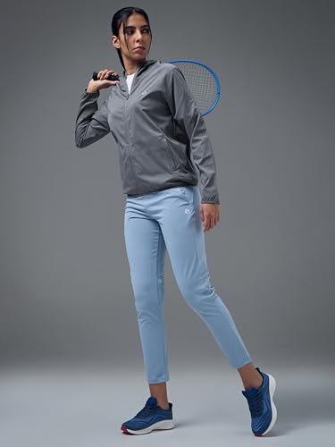 Image of TECHNOSPORT Women's Solid Slim Fit Hooded Jacket with TECHNOWARM+ | Full Zip Polyester Winter Jacket for Sports, Gym, Travel & Casual Wear | Long Sleeve Hooded Activewear with Moisture-Wicking Fabric