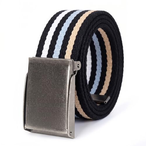 Image of Mile High Life Canvas Web Belt | Cut to Fit Up to 52 inch | Flip-Top Matte Silver Nickel Buckle 12 Colors
