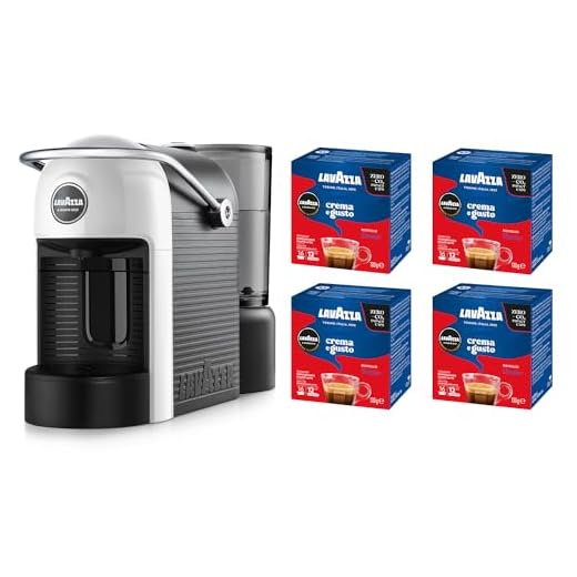 Lavazza, A Modo Mio Jolie Evo, Macchina per Caffè Realizzata con 36% di Plastica Riciclata, Macchina Espresso con 64 Capsule Lavazza A Modo Mio Crema e Gusto Classico Incluse, Bianca