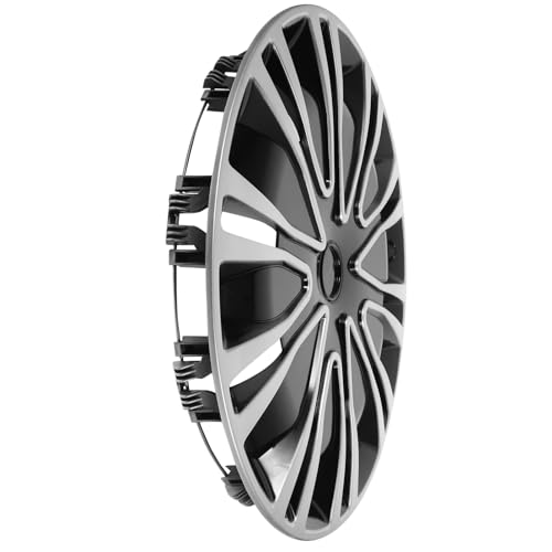 Cache-moyeu 15 pouces argent et noir enjoliveur de roue auto universel