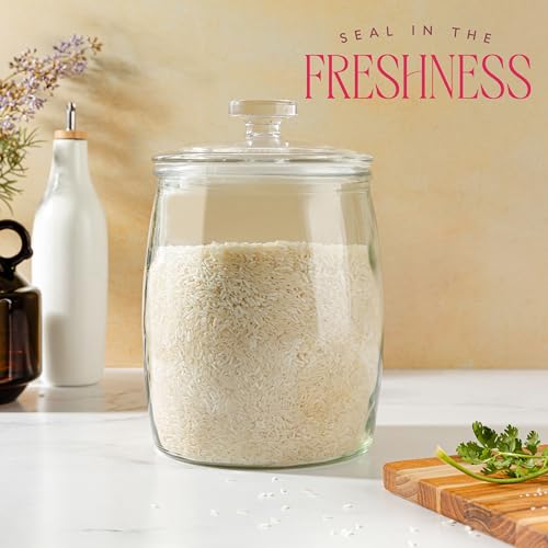 kitchentoolz 1 Gallon Glass Cookie Jar with Lid – Set of 2 Large Glass Jars with Lids for Cookies, Candy, Flour, Sugar, Pet Treats – Clear Glass Canisters for Food Storage - Pack of 2 - Thumbnail 2