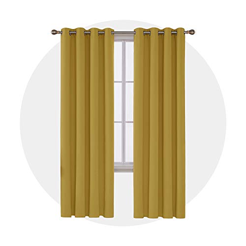 Image of Deconovo Blackout Curtain Thermal Insulated Window Treatments Grommet Top Blackout Curtain Room Darkening Curtain Panels for Nursery 52 x 84 Inch Turmeric