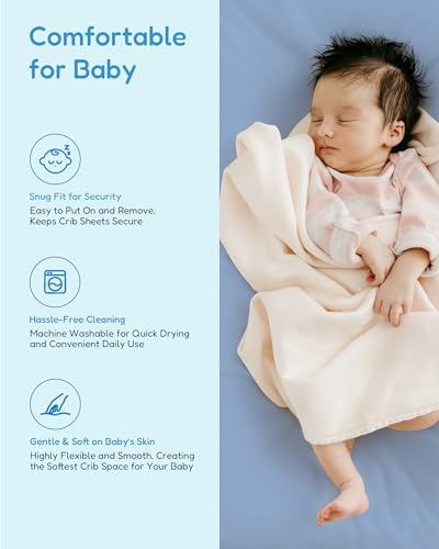 Image of Crib Sheets 2 Pack, Fitted Crib Sheet for Standard Crib Mattress 28x52x9, Ultra Soft Jersey Knit, Breathable Stretchy Deep Pocket, Snug Fit Stays Put, Baby Crib Mattress Sheet