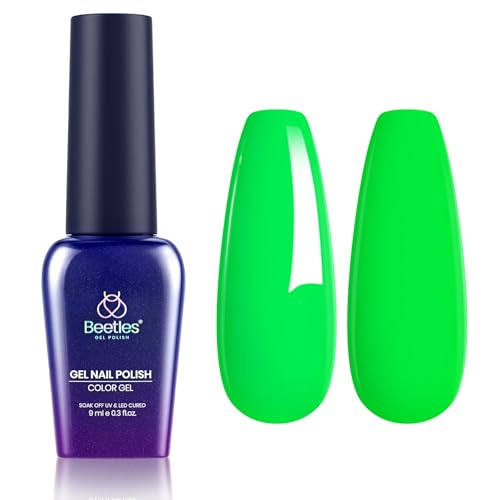 Image of Beetles Green Gel Nail Polish, Bright Green Gel Polish Ghost Phantom for Day Nails Art, Soak Off Uv LED Nail Lamp Manicure Salon Gift for Women 0.3Oz