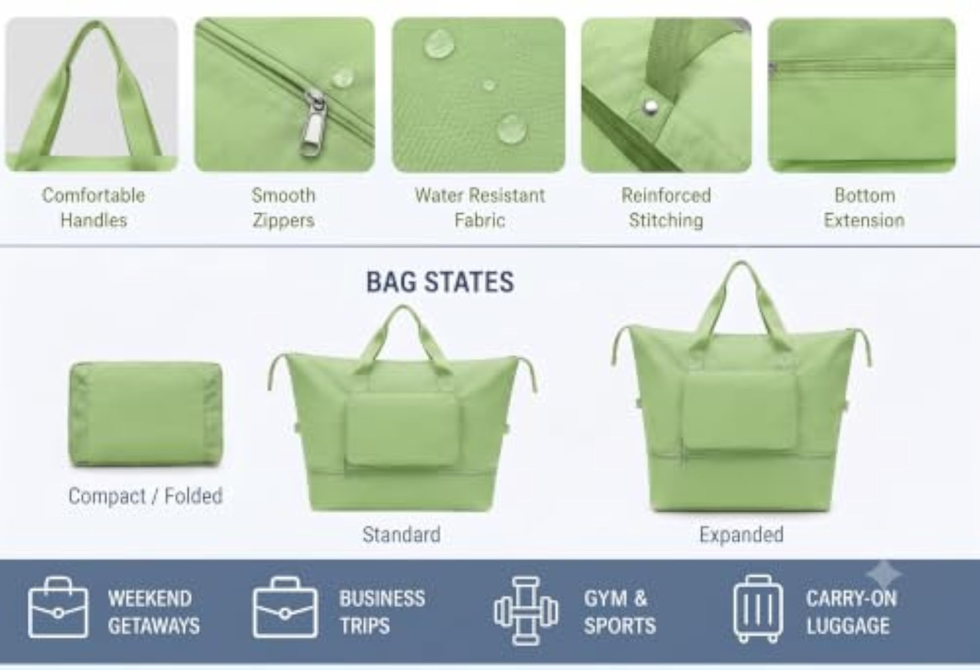 41L Foldable Expandable Travel Duffle Bag for Women, Gift