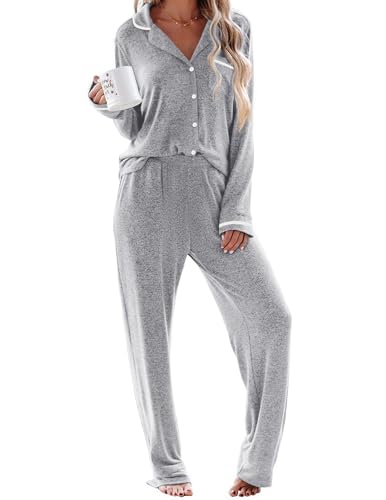 Ekouaer Womens Pajama Sets Long Sleeve Button Down 2 Piece Lounge Set - image 1