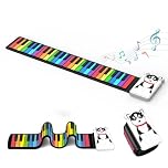 Electronic Mucical Keyboard,MARVTOWN 49-Key Roll Up Piano Keyboard,Rechargeable foldable Piano,Portable Mini Rainbow Keyboard piano with 8 Tones, 6 Demo Songs,headphone jack for Beginners Gift