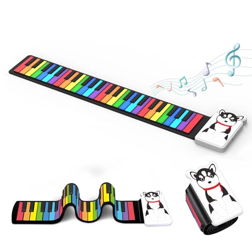 Electronic Digital Music Piano,MARVTOWN 49 Key Roll Up Keyboard Piano,Rechargeable foldable Piano keyboard,Portable Mini Keyboard piano with 8 Tones, 6 Educational Demo Songs, for Beginners Gift