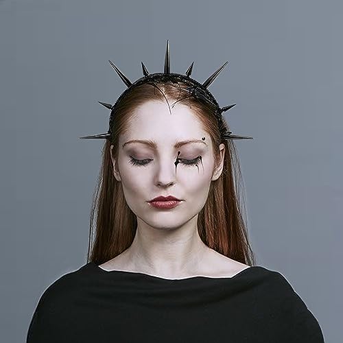 Xiao Cheng Ming Zhu Gothic Crown Spike Headband For Women Girls,Goth Spiky Dark Wicked Queen Headpiece, Black Tiaras Witch Costume Jewelry Accessories ,Halo Hair Hoop For Cosplay Halloween thumb #1