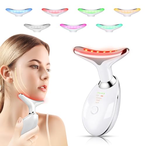 7 Colour LED FACE Beauty Massager, 3 Modes for Skin Tightening & Neck Lifting, Anti Aging Wrinkle Remover, EMS Massage Face Toning Firming Device for Women