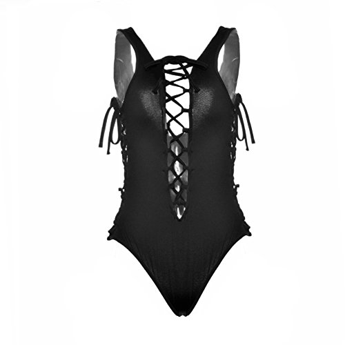 Blooming Jelly Solid Color Bikini Swimsuit for Women One Piece Maillot Lace Up Swimsuit