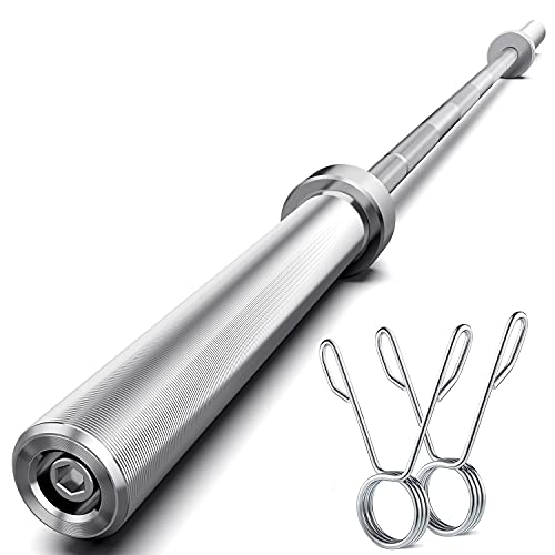 Olympic Barbell Bar â€“ 7 Foot Olympic Barbell Weight Bar for lifting, 7ft Solid Steel Weight Lifting Bar with 2 Barbell Clamps, Strength Training Bar for Home Gym Exercise (7ft Olympic Barbell)