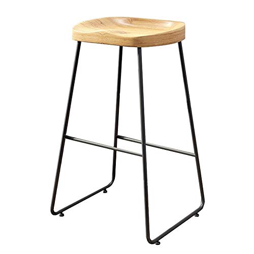 IVHJLP Taburete de Barra Altura Presidente Contador taburetes sin Respaldo Altura-Madera Barstools casa Cocina Industrial Taburete con Hierro del Metal del reposapiés (Color : Black, Size : 45cm)