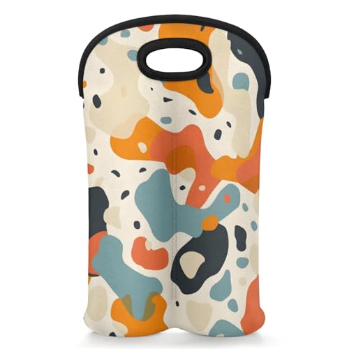 GzLeyigou 2 Bottles Fluid Orange Wine Bag Sleeve Totes Neoprene Protective Wine Carrier Bag for Wine,Water, Champagne, Beer, Baby Bottles,Gift 14.5 x 10 Inches