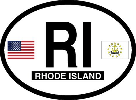 Rhode Island Oval Glossly FLAG Decal, Waterproof