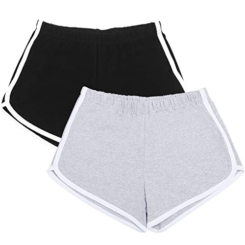 URATOT 2 Pack Cotton Sport Shorts Yoga Dance Short Pants Summer Athletic Shorts